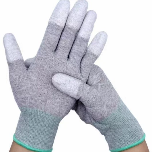 Антистатические перчатки из углеродного волокна, нейлоновые антистатические перчатки для защиты труда, пальцы с полиуретановым покрытием, антистатические перчатки из углеродного волокна с покрытием пальцев