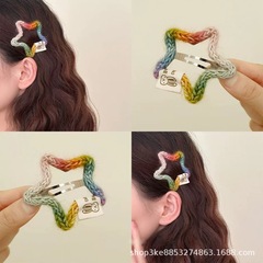 韓国風カラフルウール五芒星ヘアピン甘いドーパミンガールBBクリップかわいいヘアサイド前髪クリップ女性用