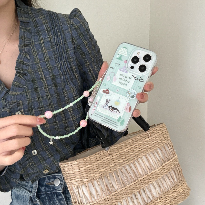 Pequeña lámpara de mesa linda verde fresca para gatos Apple 16ProMax funda para teléfono 15Pro/14Pro Mujer 13P