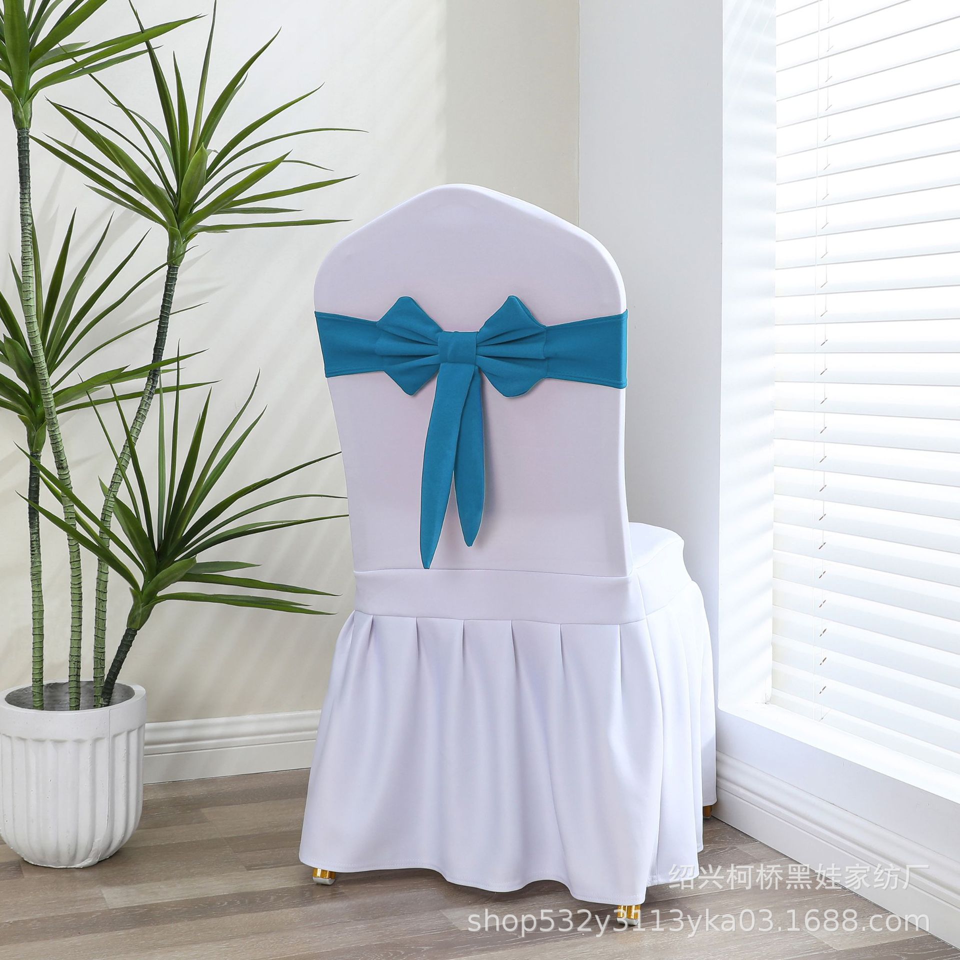 No-tie elastic chair back decoration wedding hotel chair cover bow banquet chair cover elastic chair back flower strap