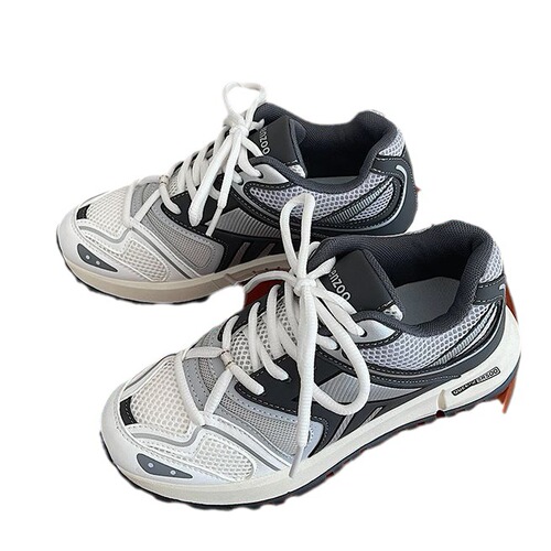 Breathable thick-soled Korean mesh lightweight sports shoes for women  new summer versatile height-increasing white shoes