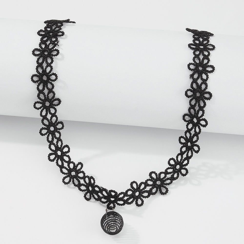 Fashion Black Lace Flower Necklace