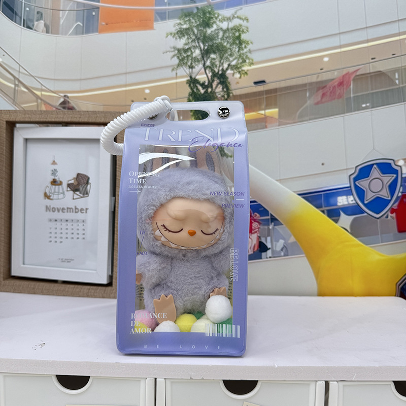 Labubu高透版遛娃盲盒15cm可放拉布布搪胶保护套可爱防尘收纳展示|undefined