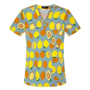 2024 cross-border foreign trade 3D trendy color floral pattern series short-sleeved V-neck casual new nursing uniform manufacturer