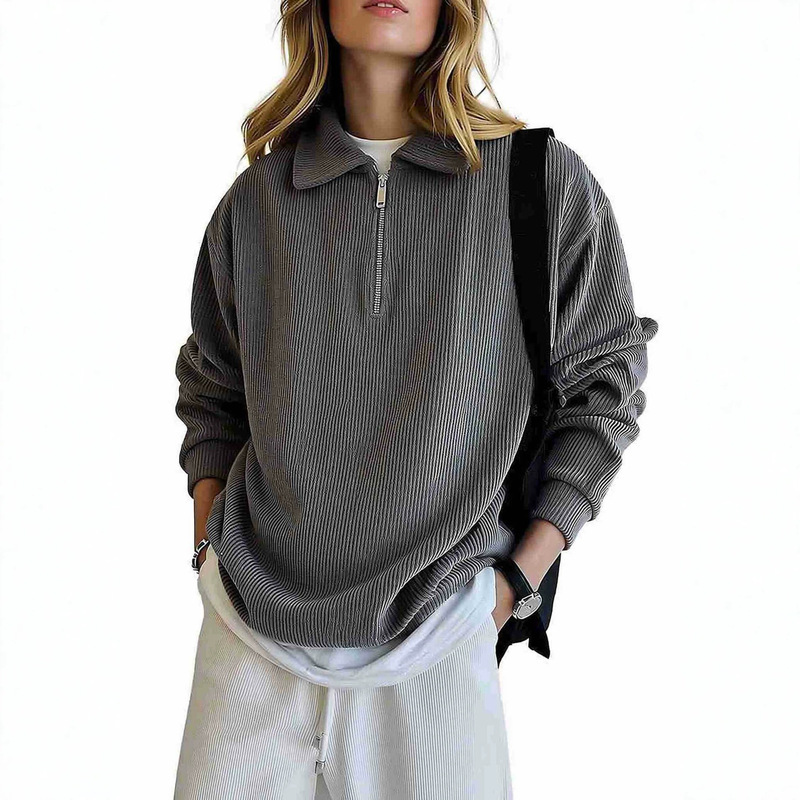 Women's Wool Quarter-Zip Pullover Sweatshirt Casual Half-Zip Hoodie 2026 Autumn Women's Wool Quarter-Zip Pullover Sweatshirt Casual Half-Zip Hoodie 2026 Autumn