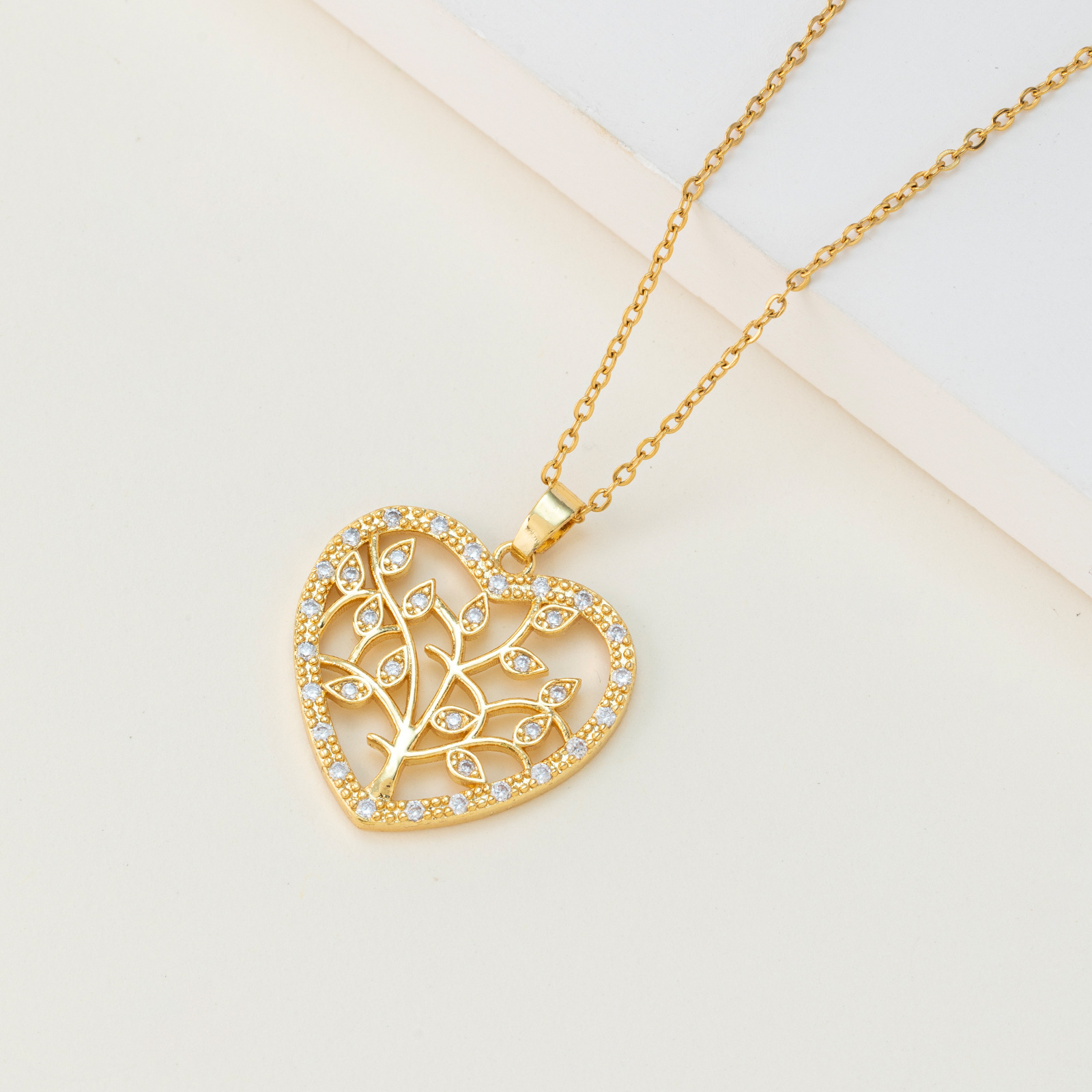 Fashion Tree Copper Plating Zircon Pendant Necklace