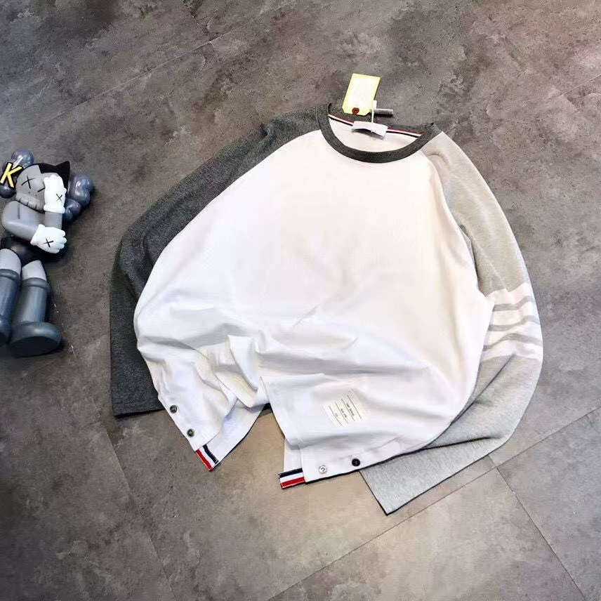 TB контрастный цвет с длинным рукавом с круглым вырезом Весенние и осенние футболки для мужчин и женщин