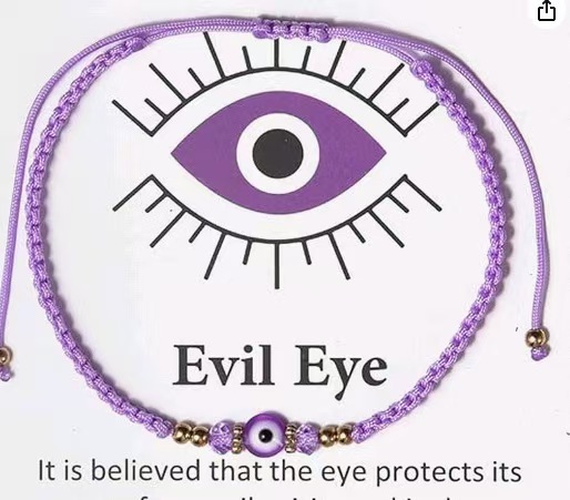 恶魔之眼菱形珠Eye手链金色隔片手工编织双股绳粉色恶魔之眼手链|undefined