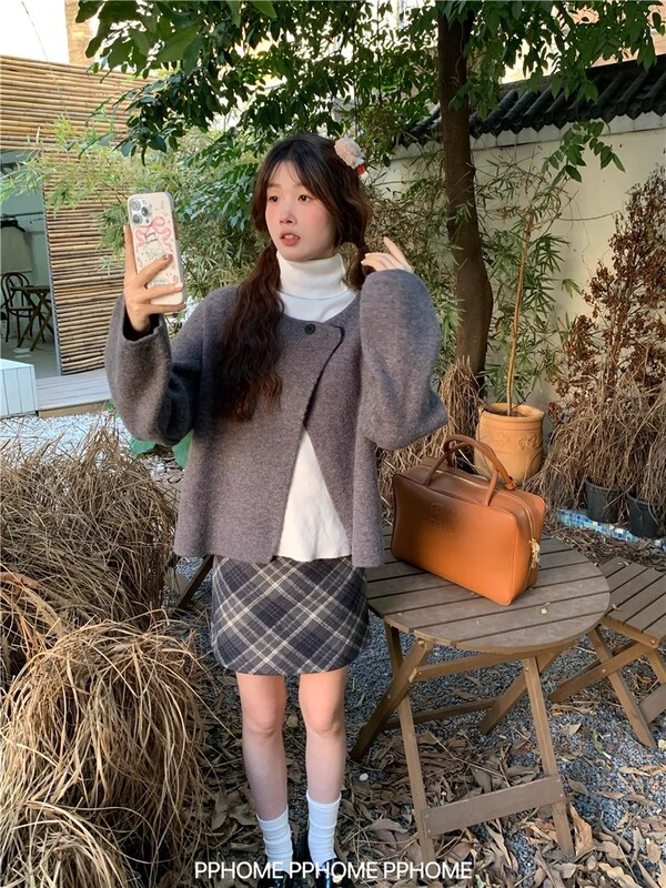 PPHOME***~中式大小姐 复古中式圆领开衫毛衣叠穿红色毛衣外套女|undefined