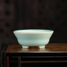 张治诚精品釉水紫砂花盆批发迷你圆形敞口桌面创意盆栽多肉YWX06