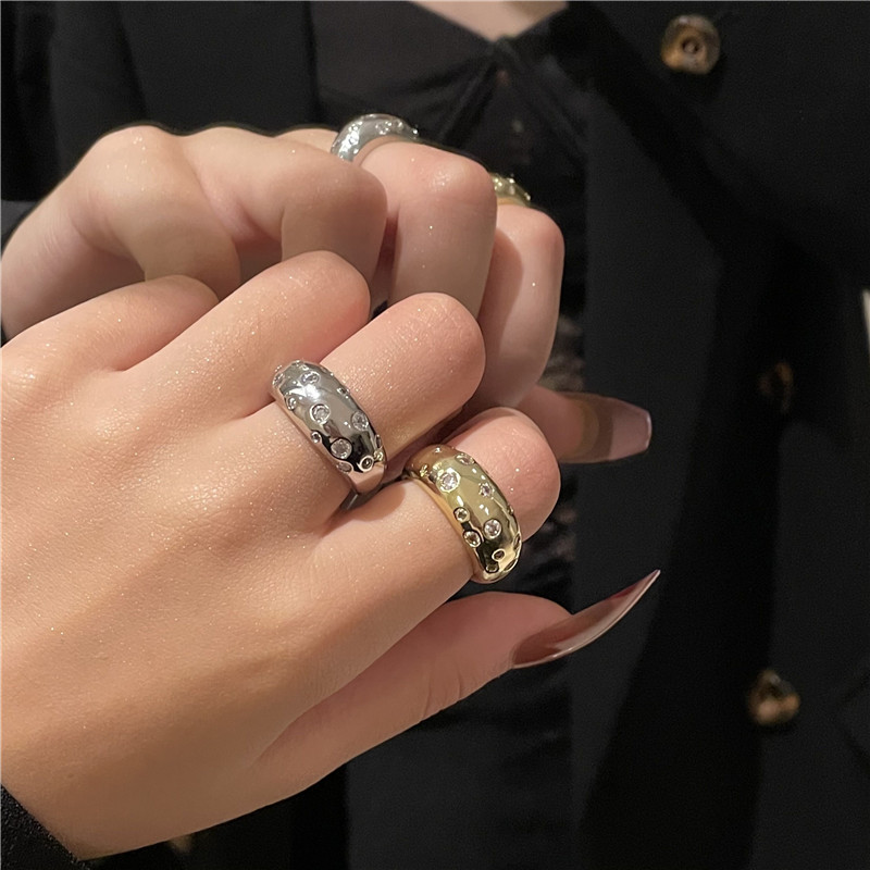 Zircon Embellished With European And American Style High-end Sense Open Index Finger Simple Ring display picture 1