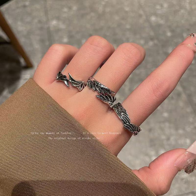 Diablo Joker Demon and Angel Ring Retro Couple's Ring High Gothic Style Personalized Black Ring