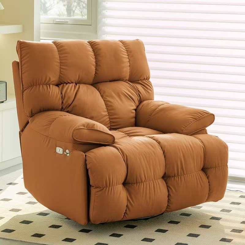 Silla de pelo de primera clase, sala de estar individual, dormitorio, silla mecedora para dormir perezosa, función eléctrica, rotación, luz, lujo moderno