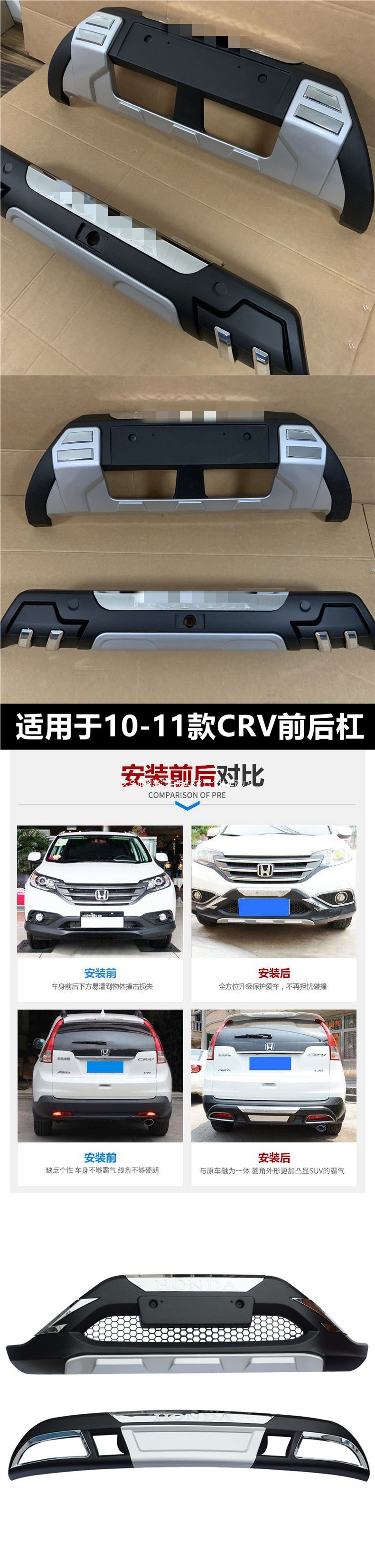 Suitable for Honda 10-23 models, CRV front and rear bumper modification parts, 12CRV front bumper, car rear bumper