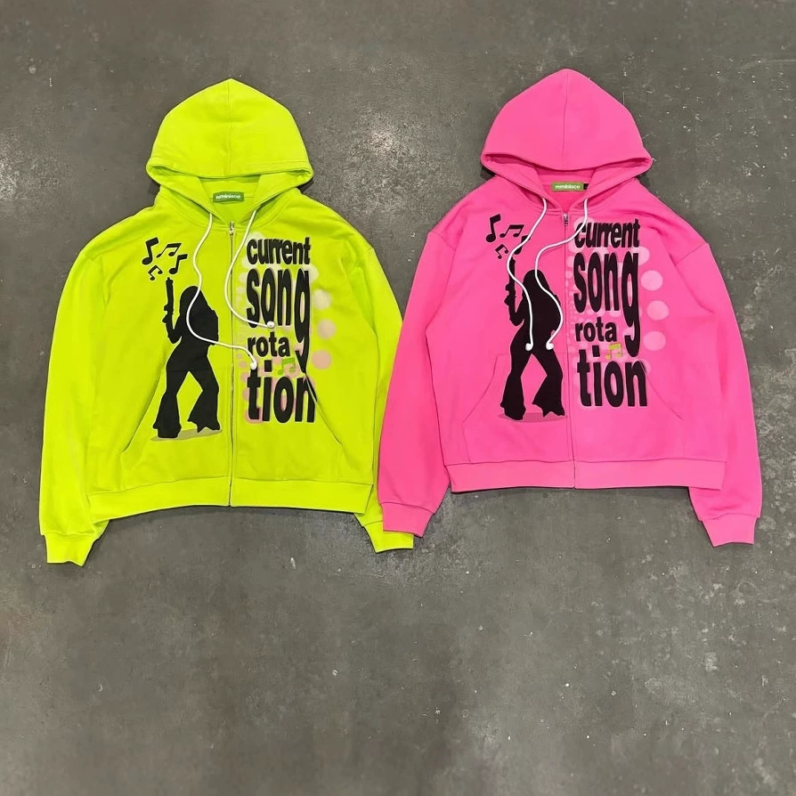 Женский кардиган-худи с капюшоном, карманами на молнии, персонализированный принт в стиле хип-хоп, рок, новый стиль, трансграничная торговля