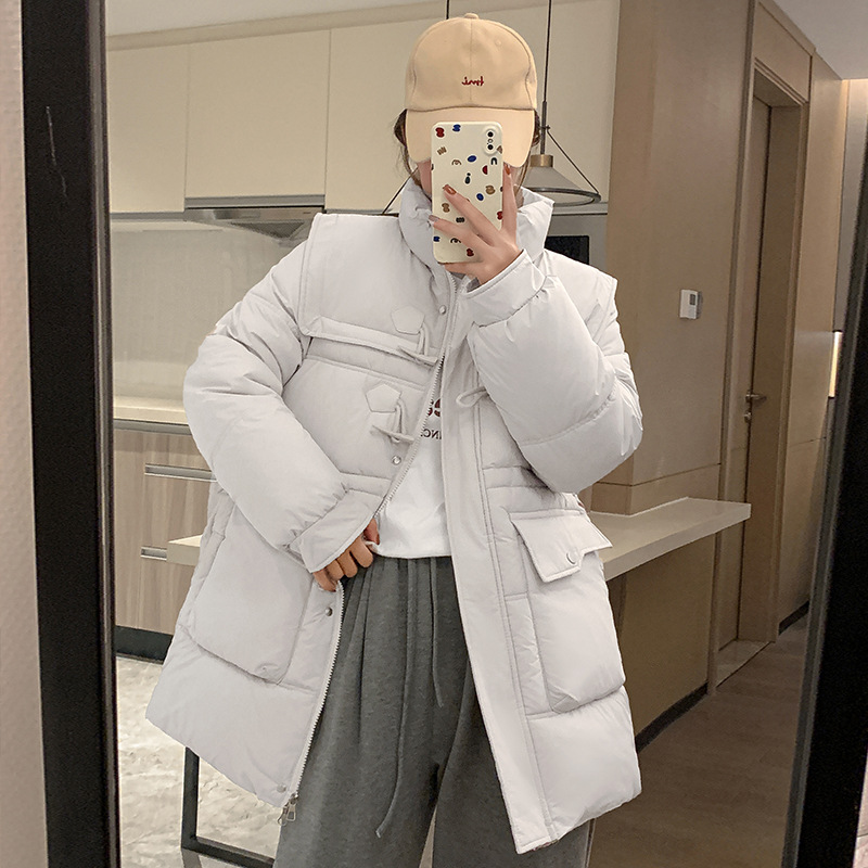 2025 invierno nuevo diseño coreano calentamiento casual engrosado abrigo de cuello naval