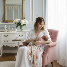 【育儿神器】纯棉包被婴儿推车盖毯 多功能纱布抱毯 数码印花