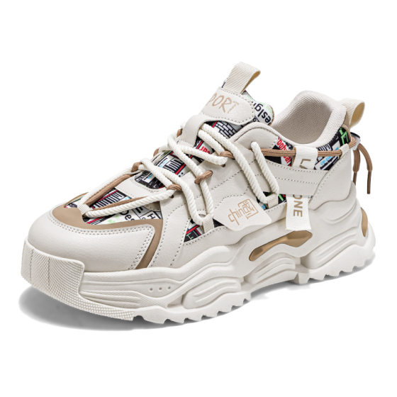 Men's Shoes Spring Sports Breathable Cloth-covered Casual Running Height-raising Thick-soled Green Big-head Street-fried Dad Ins Trendy Shoes