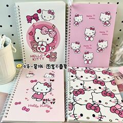 ピンク KT 猫コイルノート、手に優しいソフトラインノート、中学生ノート、メモ帳、大学院受験文具、女性