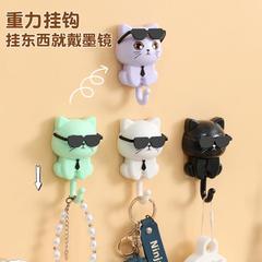 卡通创意猫咪挂钩可爱马卡龙免打孔无痕挂钩衣帽杂物收纳墨镜挂钩