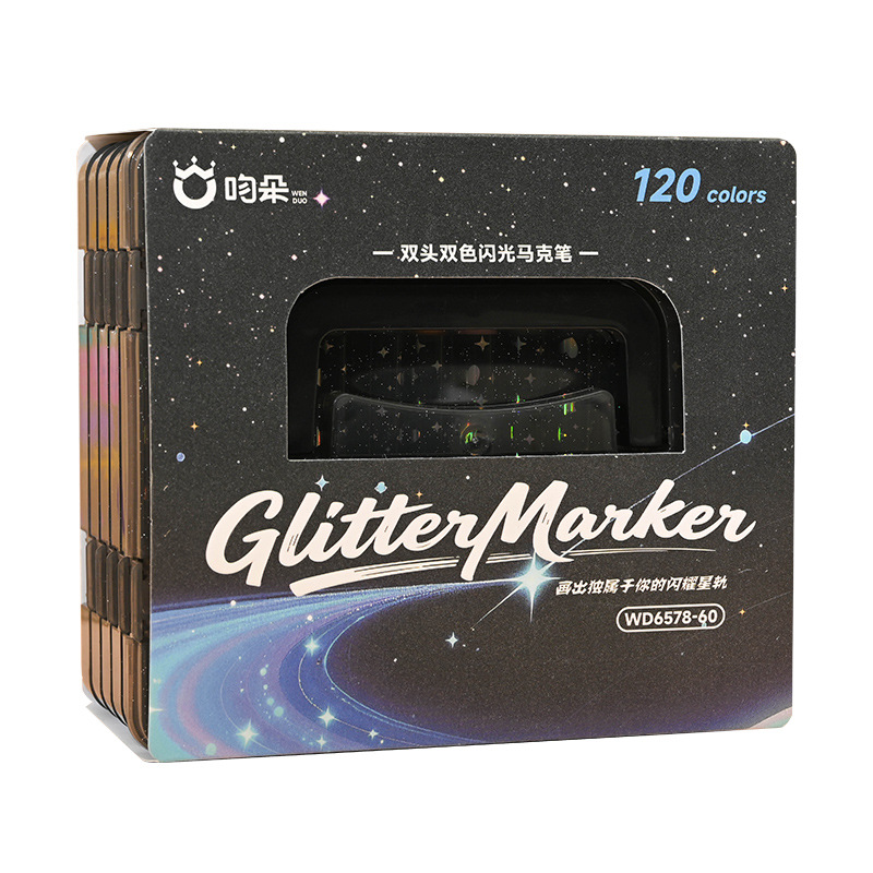 Doble cabeza de doble color flash acrílico marcador especial opaco color plegable explosión de color flash caja plegable de cabeza suave para estudiantes de arte