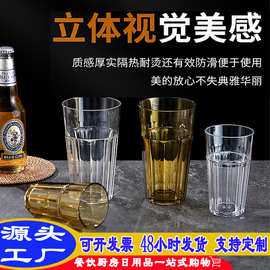 塑料水杯自助餐厅饭店茶杯啤酒杯果汁饮料杯防摔随手杯透明耐高温