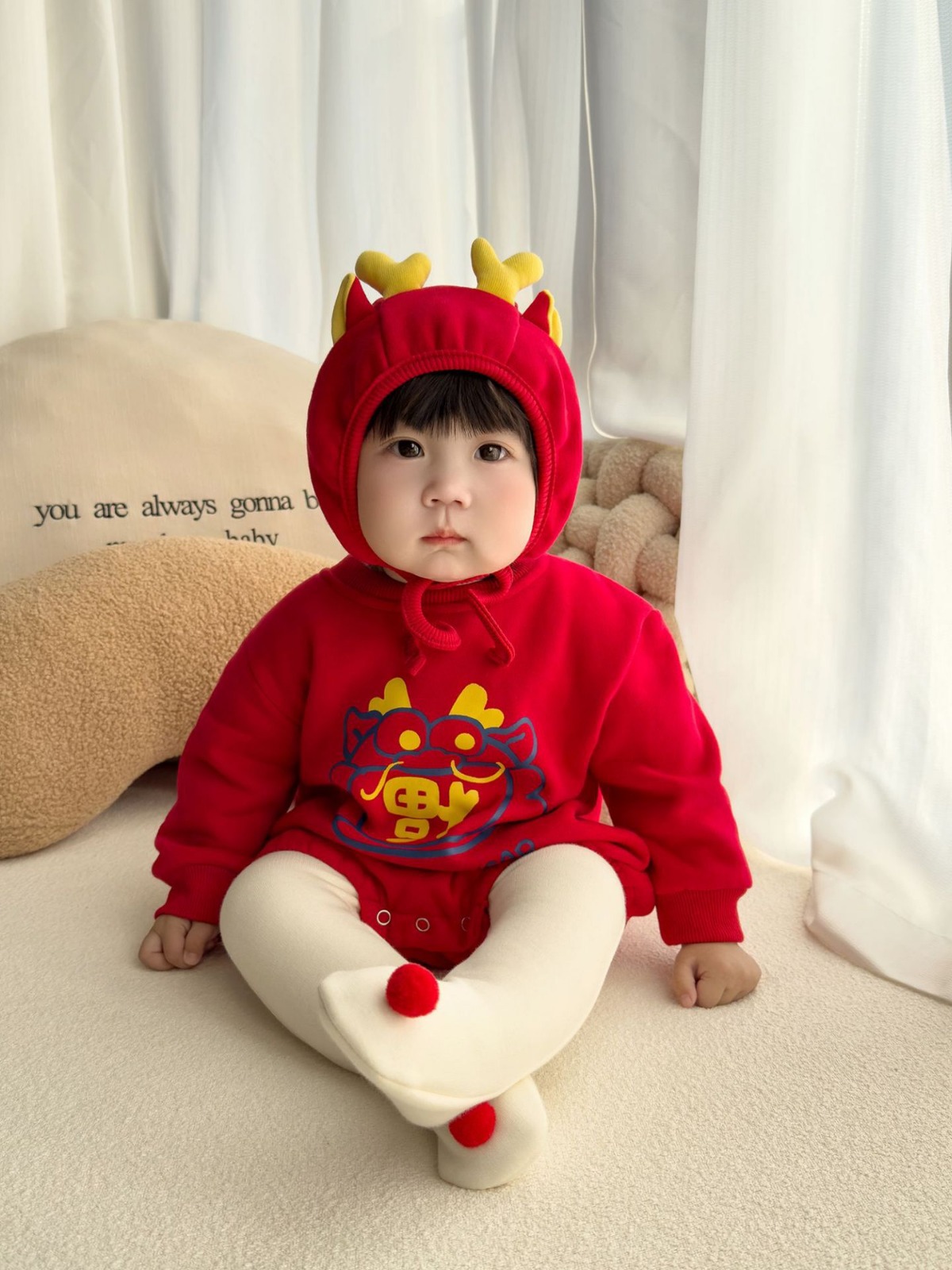 Conjunto de Ropa de Año Nuevo para Bebé Otoño/Invierno, Estilo INS, Tendencia Nacional, Mameluco Infantil de Año Nuevo, Conjunto de Vestido para el Festival de Primavera