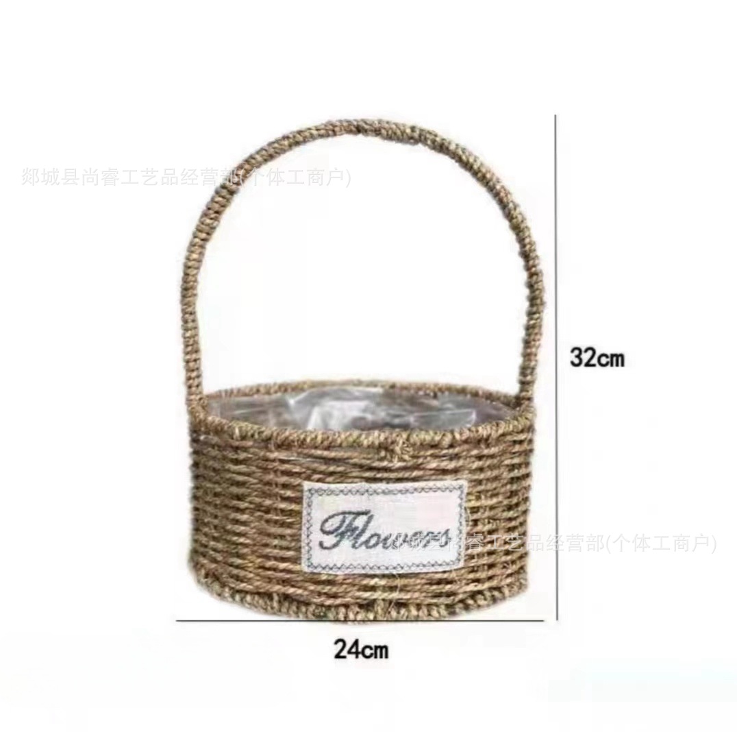 Cestas de flores tejidas a mano tejidas de paja bambú tejidas de flores tejidas a mano imitación de vid y fruta huevo caja de regalo cesta pastoral