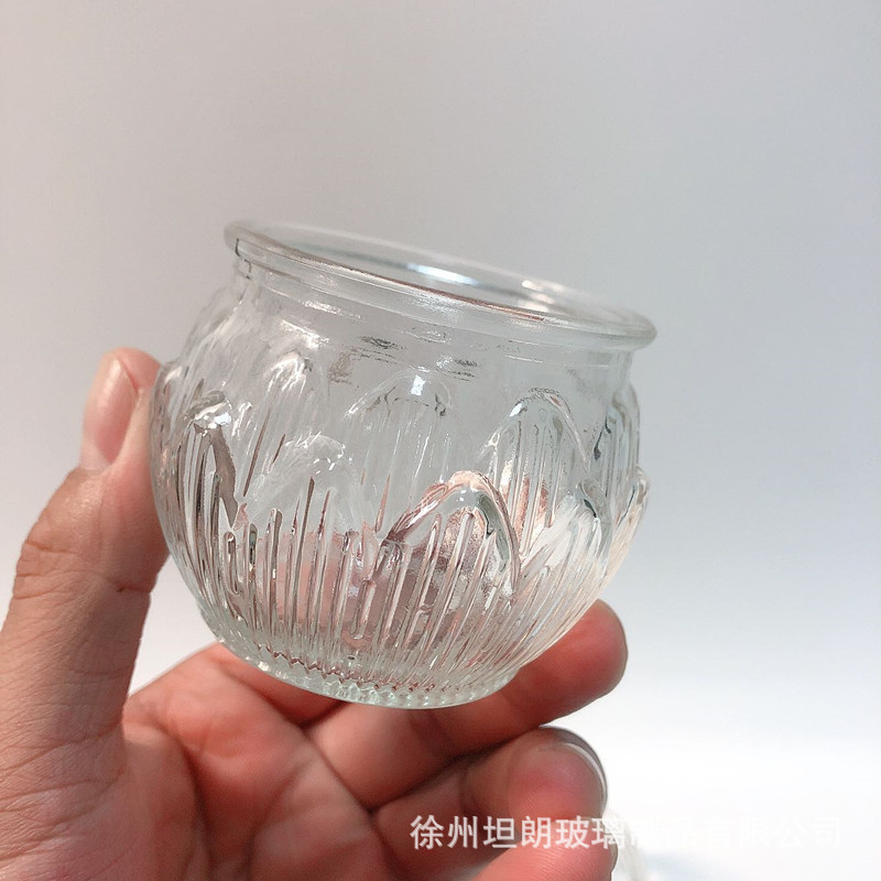 Manufacturer Supplies Glass Candle Holders, Lotus Candle Holders, Butter Lamp Cups, High-Temperature Resistant Glass Lotus Buddha Lamp Candle Cups