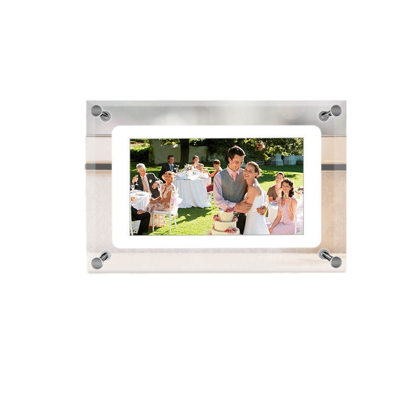 Horizontal 5 pulgadas acrílico HD marco de fotos digital pareja boda foto digital Marco de Fotos decoración regalo de vacaciones