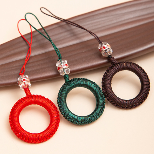 Ancient style mobile phone ring lanyard braided earphone lanyard ring buckle creative keychain U disk short pendant jewelry