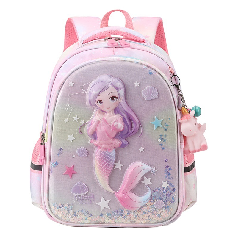 Children's schoolbag primary school student grade one and two cartoon cute backpack girl hard shell quicksand baby burden reduction backpack