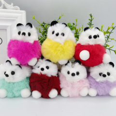 Cute Large Panda Plush Ball Bag Charm Accessory Dog Fur Ball Keychain Charm Plush Toy Student Bag