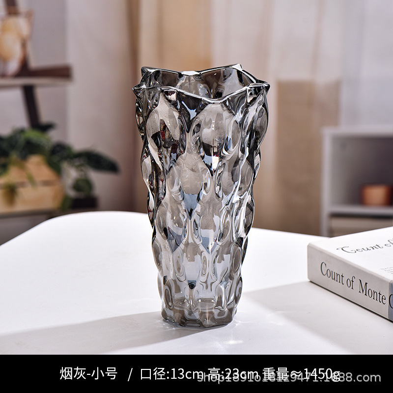 Nórdico creativo ondas vasos de vidrio transparente flores hidropónicas caseras rosa lirio sala de estar decoración floral de suelo