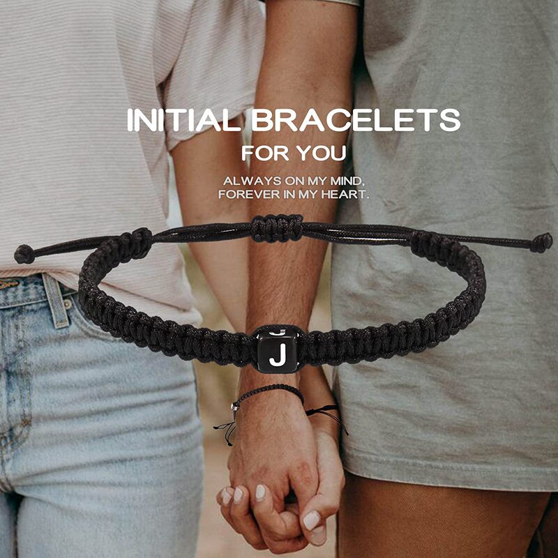 26 English letters woven bracelet initial bracelet couple student girlfriends graduation Mother's Day gift adjustable