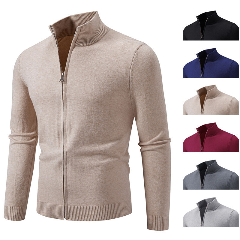 Cross-Border Amazon Spring & Fall New European and American Men's Simple Knitwears, Stand-Up Collar Zipper Cardigan Knitwears Cross-Border Amazon Spring & Fall New European and American Men's Simple Knitwears, Stand-Up Collar Zipper Cardigan Knitwears