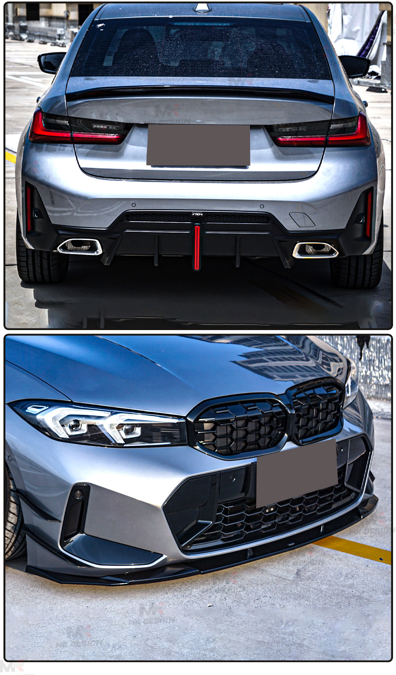 Suitable for Bmw 3 Series G20 G28 Late Abs Glossy Black Front Spoiler Side Skirts Rear Lip Surround Front Lip Rear Wing