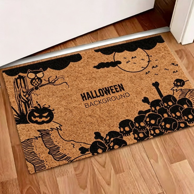 Cross-Border Halloween Decoration for Entrance Doors, Outdoor Doors, Shoe-Changing Areas, Carpet Floor Mats, Faux Coconut Palm Fiber Loop Mud-Scraping Foot Mats