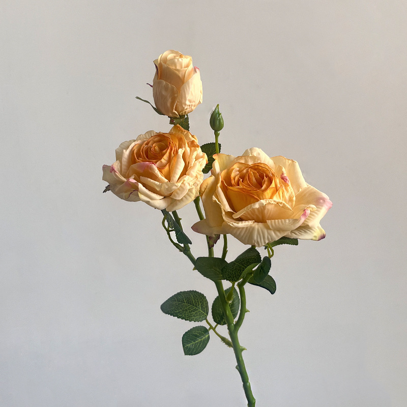 仿真花焦边假花玫瑰复古高档摆件家居客厅餐桌花束干花摆设油画|undefined