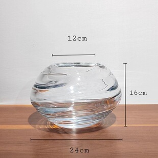 現代輕奢透明螺旋紋高檔琉璃花瓶桌面插花擺件家居台面樣板間裝飾