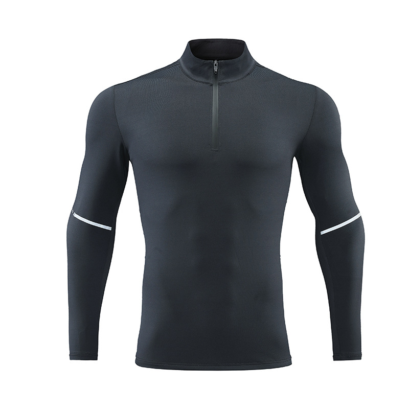 Primavera y otoño hombres deportes al aire libre de manga larga media cremallera corriendo collar UA misma camiseta superior en stock logotipo impreso personalizado