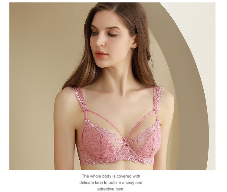 9271 Sexy Lace Lightweight Women's Underwear Steel Ring Gathering Large Size Bra Set_voghion.com