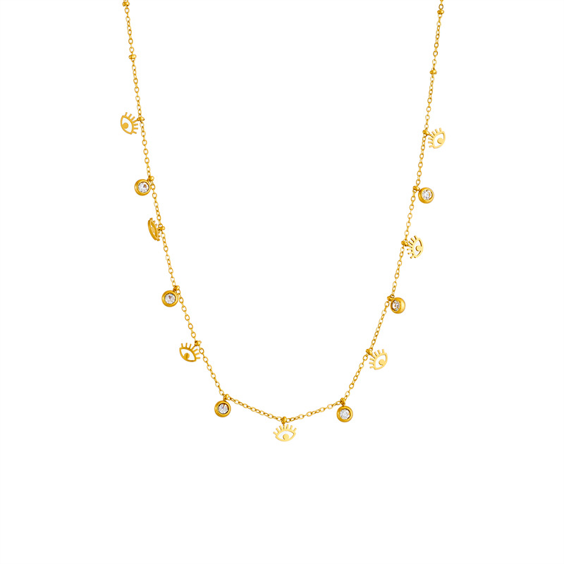 Women's Gender Wholesale Jewelry Simple Style Classic Style Devil's Eye Titanium Steel Plating Multi Charms Necklace Cable Chain