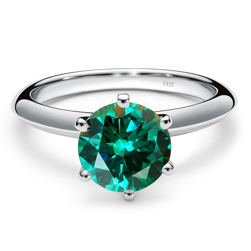 Anillo de plata esterlina de 2 quilates T s925 anillo de piedra de moissanita anillo de dama anillo clásico de seis garras anillo de propuesta de boda