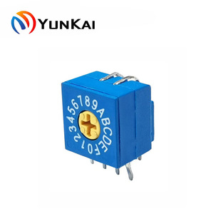 16-speed rotary coding switch 10 * 10mm 4*1 pin side plug 2.54/5.08 gear switch