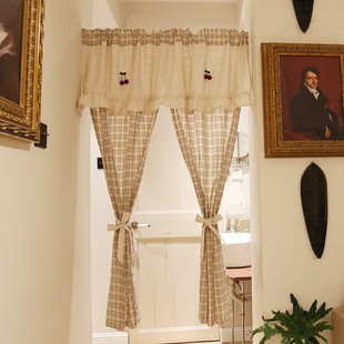 Plaid cotton linen with curtain head air curtain partition curtain screen curtain half curtain small curtain bathroom door entrance
