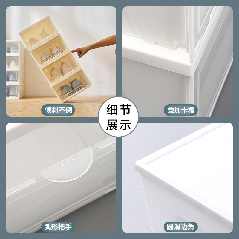 Gran caja de zapatos plástico colección y acabado zapatillas engrosada apilable fábrica pelo liso transparente