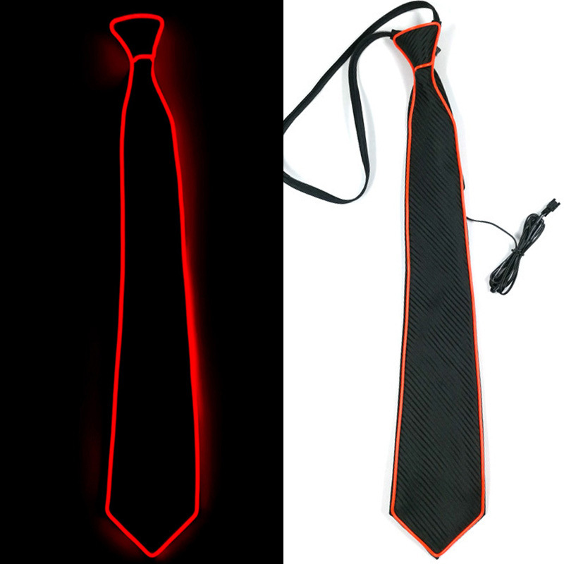 Corbata LED novedosa con luz EL para fiestas de disfraces, bares, accesorios de iluminación para discotecas, corbata intermitente con diez opciones de color.