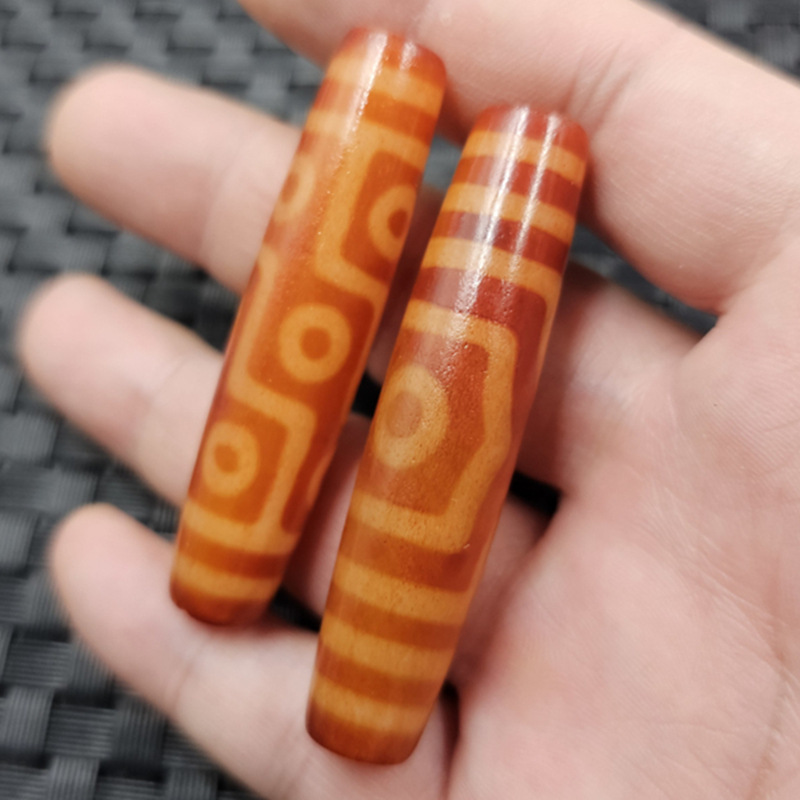 Deep red agate nine-eyed dzi bead, jade loose beads, agate three-eyed dzi bead, barrel beads, rice beads, jewelry