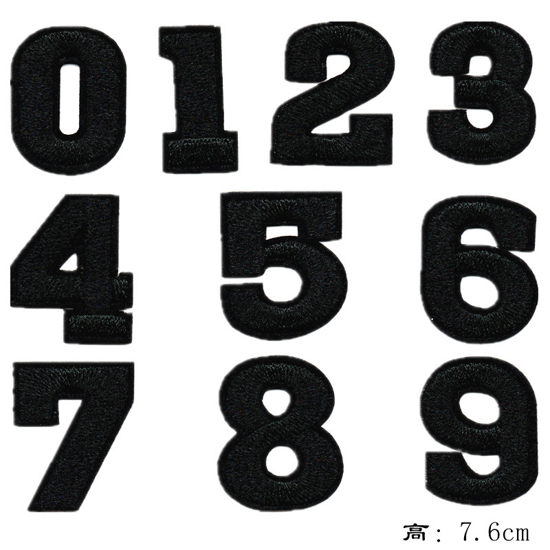 Insignia popular transfronteriza parche digital pegatinas ropa jeans parche digital pegatinas de tela pegatinas de bordado 0-9 parche pegatinas